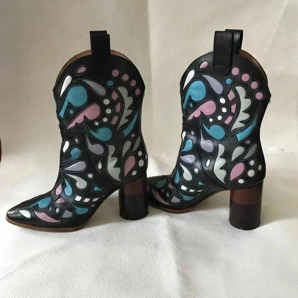 Maison Margiela // Laser-Cut Leather Western Boots One of a Kind Vintage EUC
